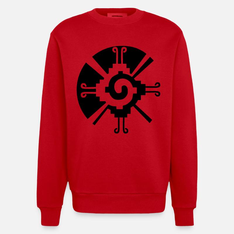 Solar Geometric Pattern (Black) - Heavyweight Oversized Organic Crew Neck Made in EU - red