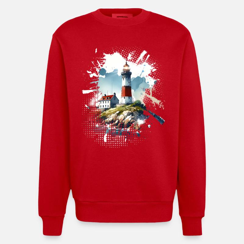 lighthouse - Heavyweight Oversized Organic Crew Neck Made in EU - red