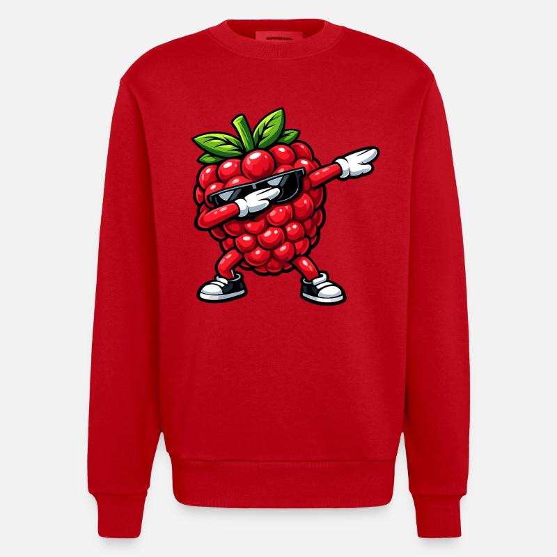 Dabbing Raspberry - Heavyweight Oversized Organic Crew Neck Made in EU - red