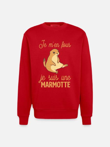 Marmotte décontractée, je m'en fous - Sweat bio épais oversize fabriqué en UE - rouge