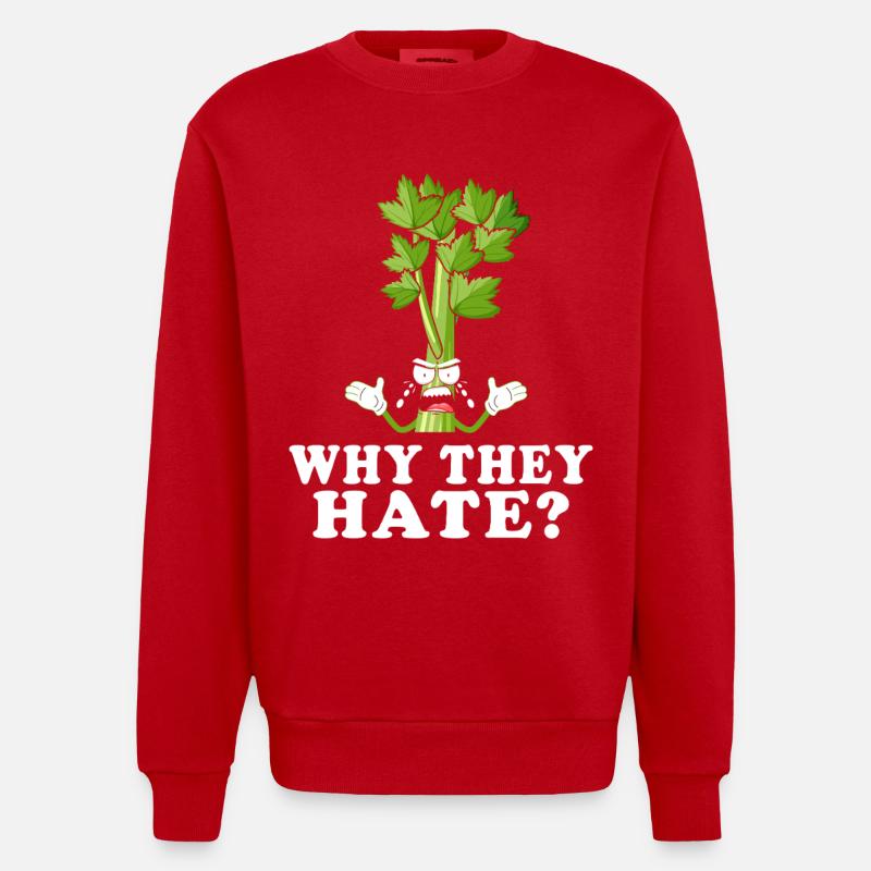 Celery Rage Why They Hate? - Heavyweight Oversized Organic Crew Neck Made in EU - red