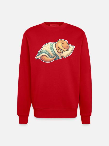 Sleeping Dinosaur - Heavyweight Oversized Organic Crew Neck Made in EU - red