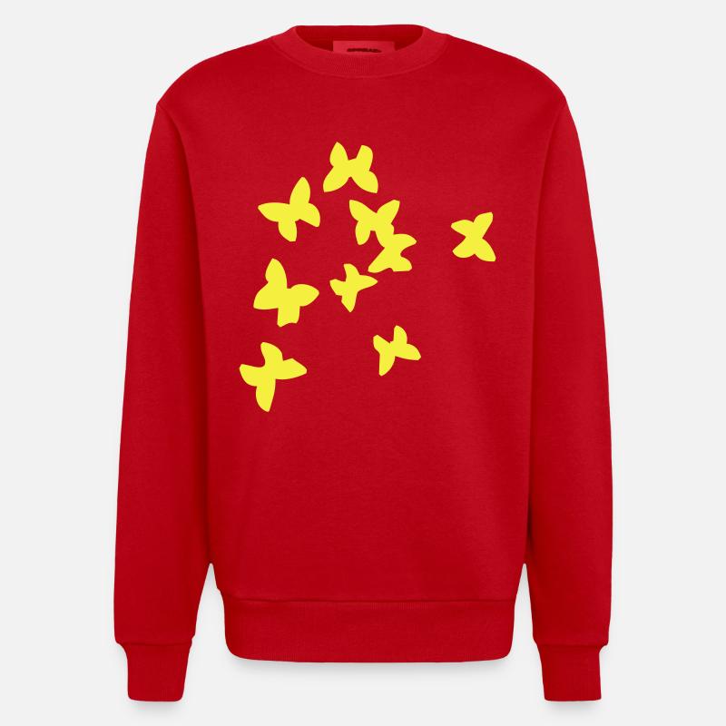 Oiseaux d'été jaune - Sweat bio épais oversize fabriqué en UE - rouge