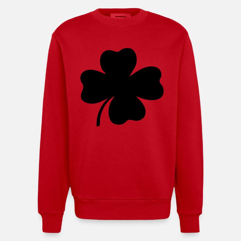 Vierblättriges Kleeblatt - Heavyweight Oversized Organic Crew Neck Made in EU - Rot