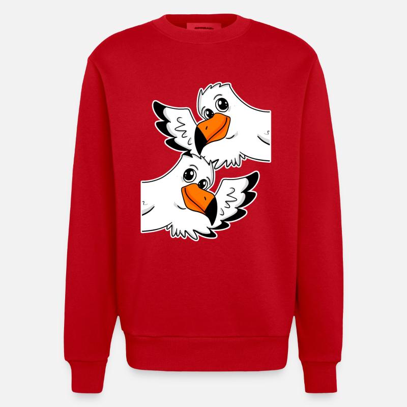 Möwe Möwen - Heavyweight Oversized Organic Crew Neck Made in EU - Rot