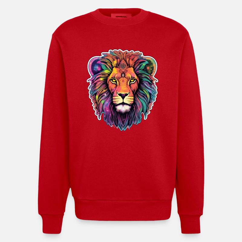 Löwe Himmlisch - Himmlisches Brüllen - Heavyweight Oversized Organic Crew Neck Made in EU - Rot