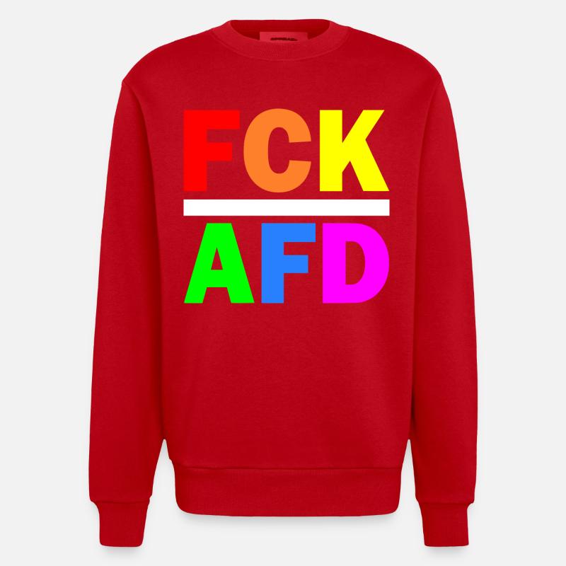 Fck afd - Heavyweight Oversized Organic Crew Neck Made in EU - Rot