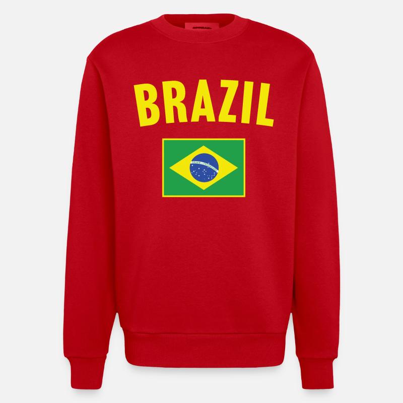 Drapeau du Brésil - Sweat bio épais oversize fabriqué en UE - rouge