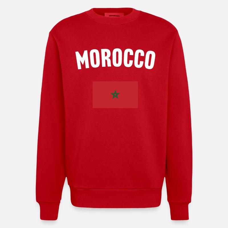 Drapeau du Maroc - Sweat bio épais oversize fabriqué en UE - rouge
