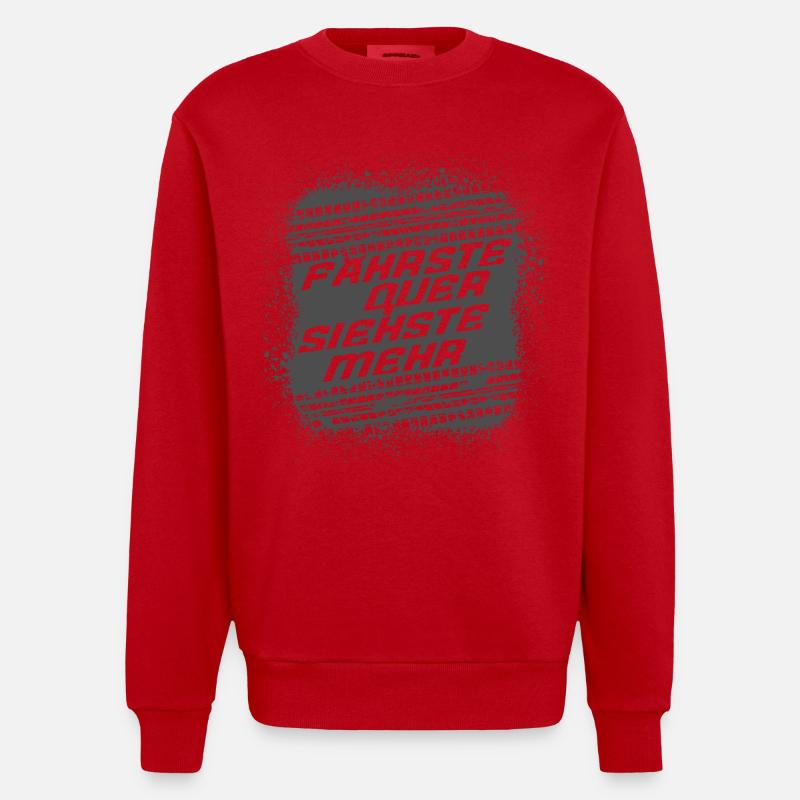 FÄHRSTE QUER SIEHSTE MEHR - Heavyweight Oversized Organic Crew Neck Made in EU - Rot