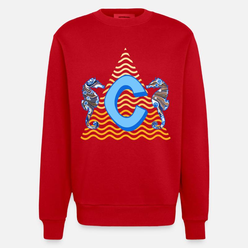hippocampe e 262 c - Sweat bio épais oversize fabriqué en UE - rouge
