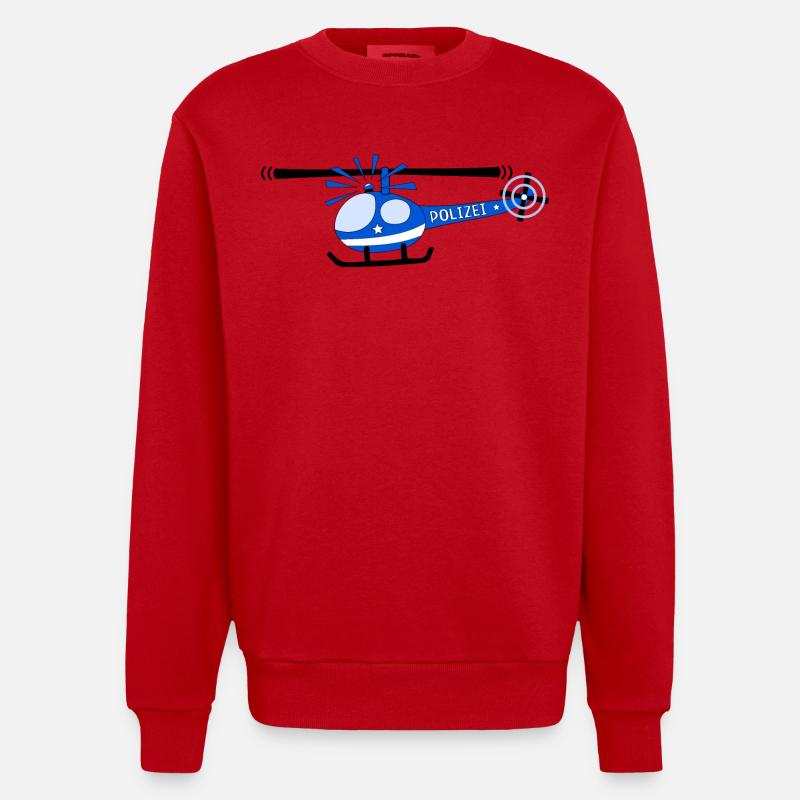 Hubschrauber Polizei Kinder - Heavyweight Oversized Organic Crew Neck Made in EU - Rot