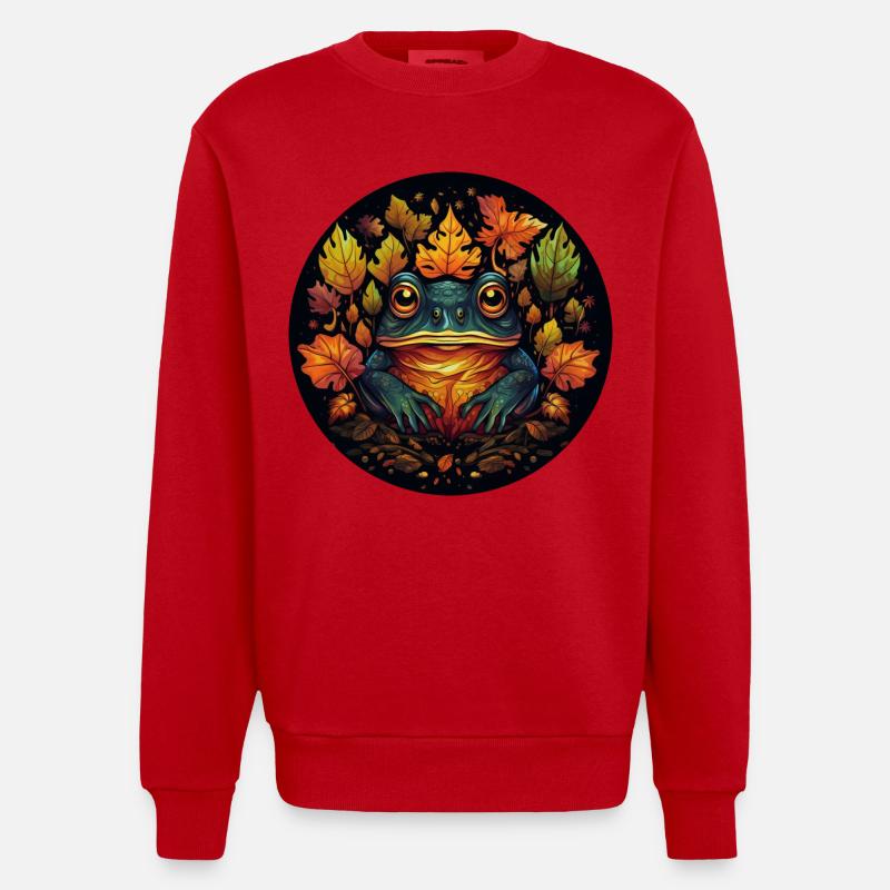 Frosch aus Herbstblättern - Heavyweight Oversized Organic Crew Neck Made in EU - Rot