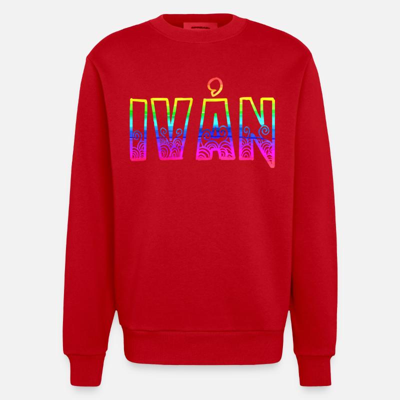 ivån rs regenbogen - Heavyweight Oversized Organic Crew Neck Made in EU - Rot