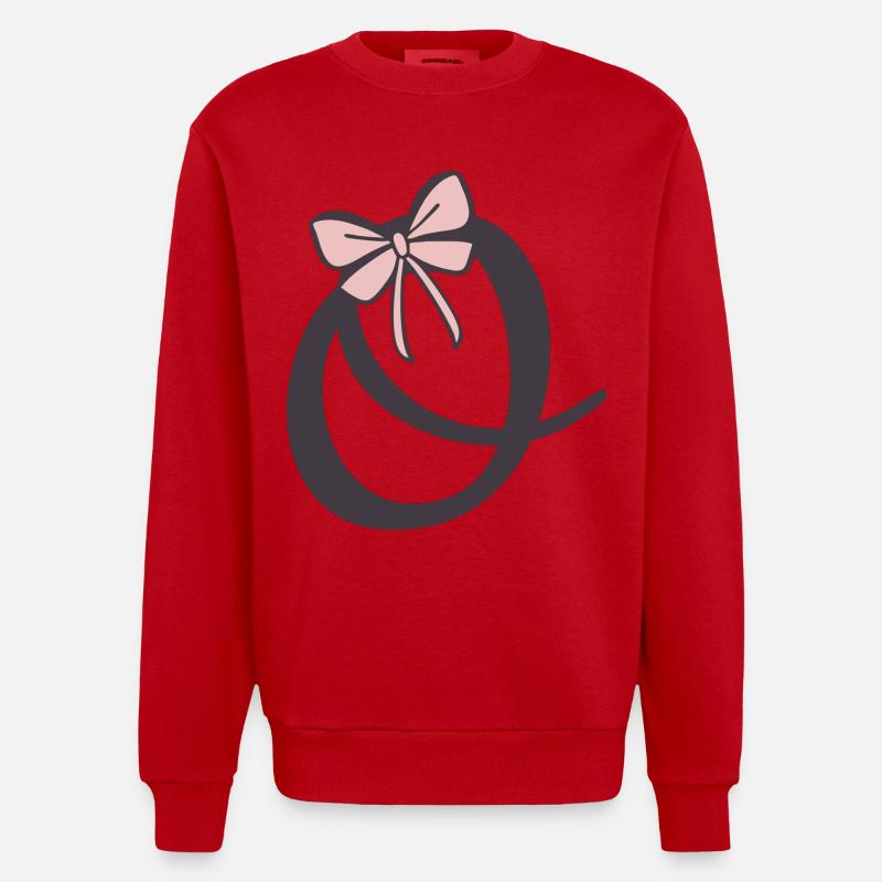 Lettre initiale O Ruban - Sweat bio épais oversize fabriqué en UE - rouge