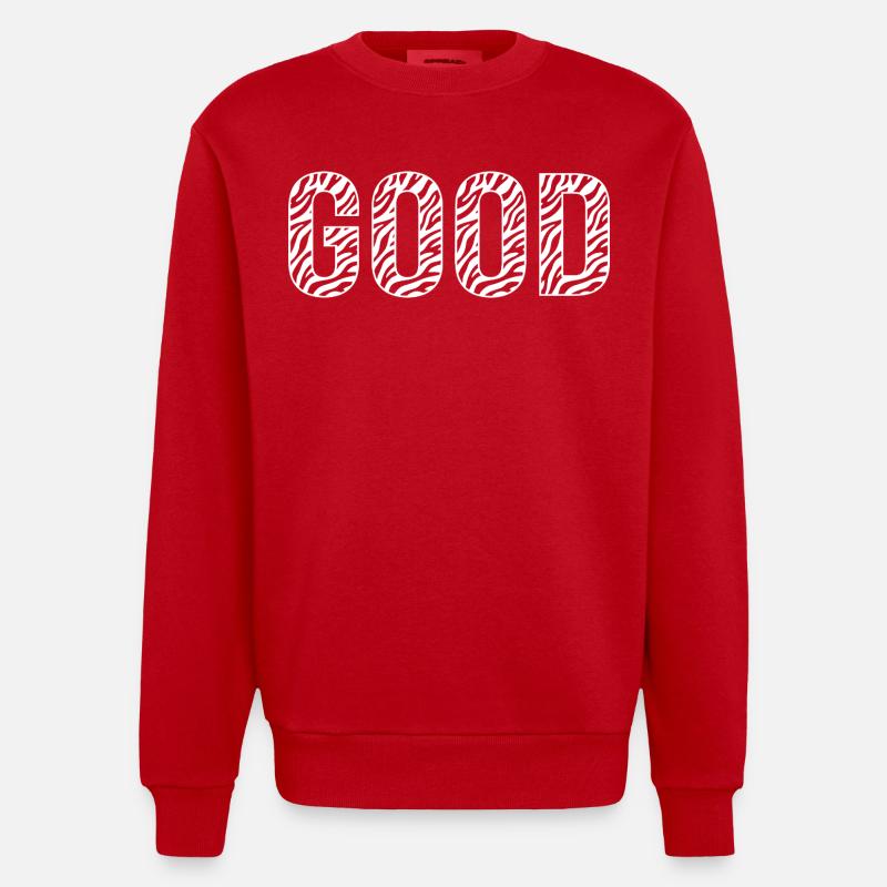 GOOD zebra pattern - Heavyweight Oversized Organic Crew Neck Made in EU - red