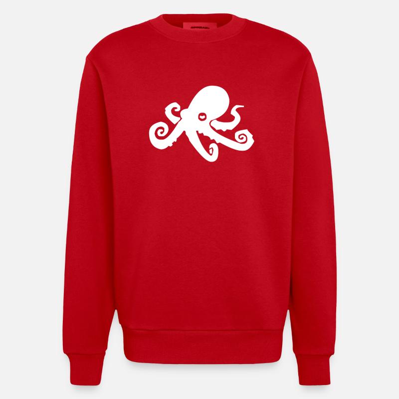 octopus - Heavyweight Oversized Organic Crew Neck Made in EU - red