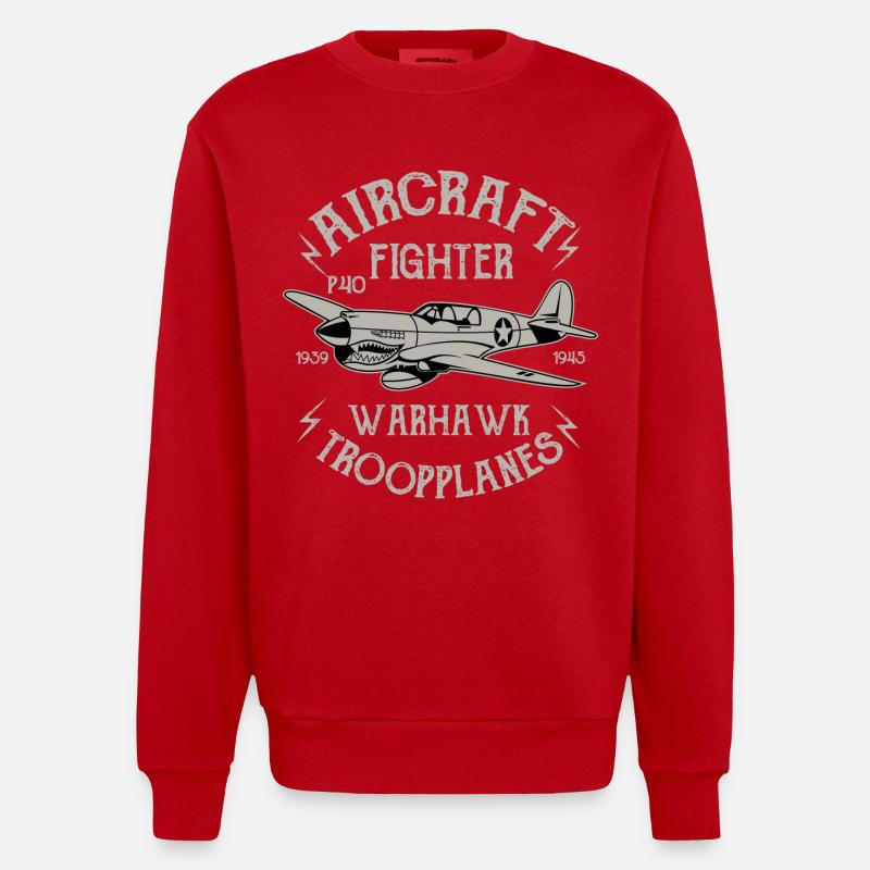 Warhawk Fighter - Heavyweight Oversized Organic Crew Neck Made in EU - Rot
