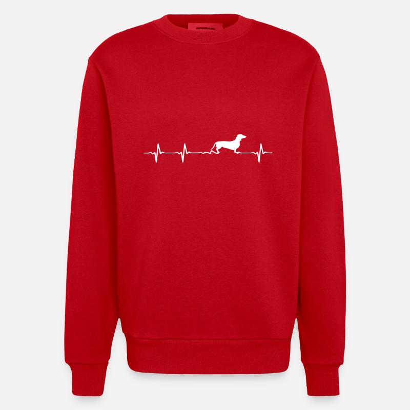 Dackel-Geschenk - Heavyweight Oversized Organic Crew Neck Made in EU - Rot