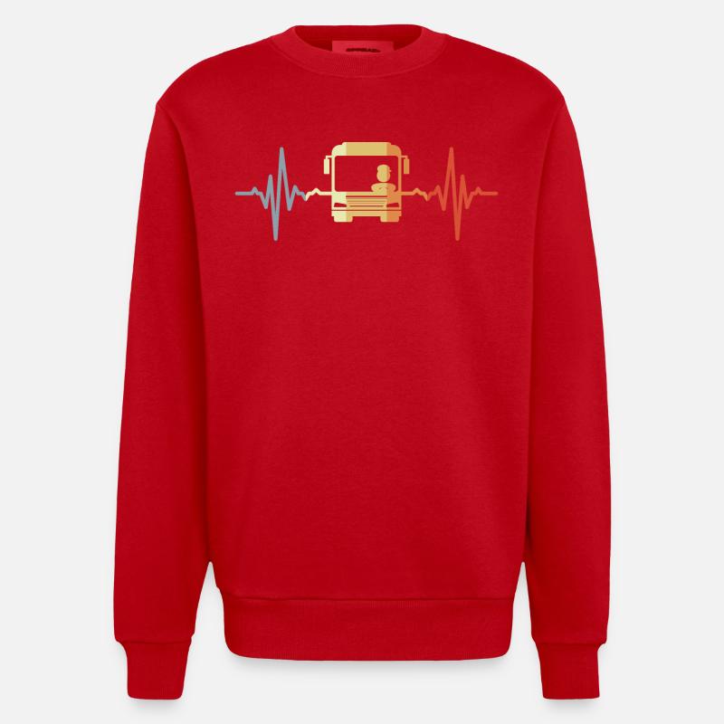 Palpitations cardiaques, chauffeur de bus - Sweat bio épais oversize fabriqué en UE - rouge