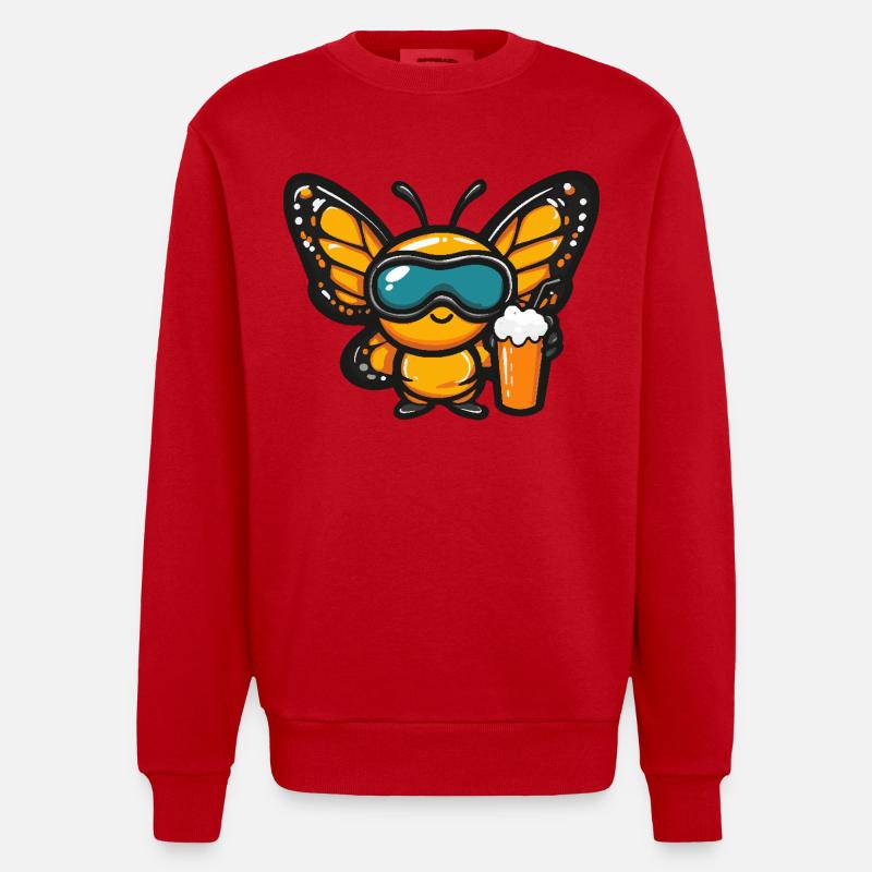 Bière d’après-ski Butterfly - Sweat bio épais oversize fabriqué en UE - rouge
