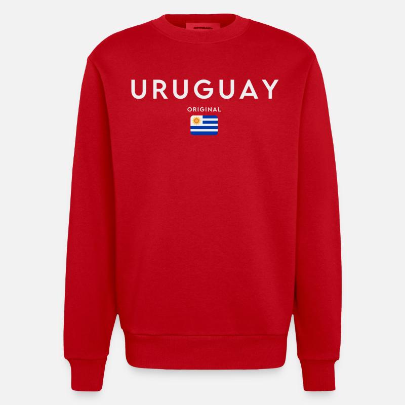 Drapeau de l’Uruguay, fierté uruguayenne - Sweat bio épais oversize fabriqué en UE - rouge