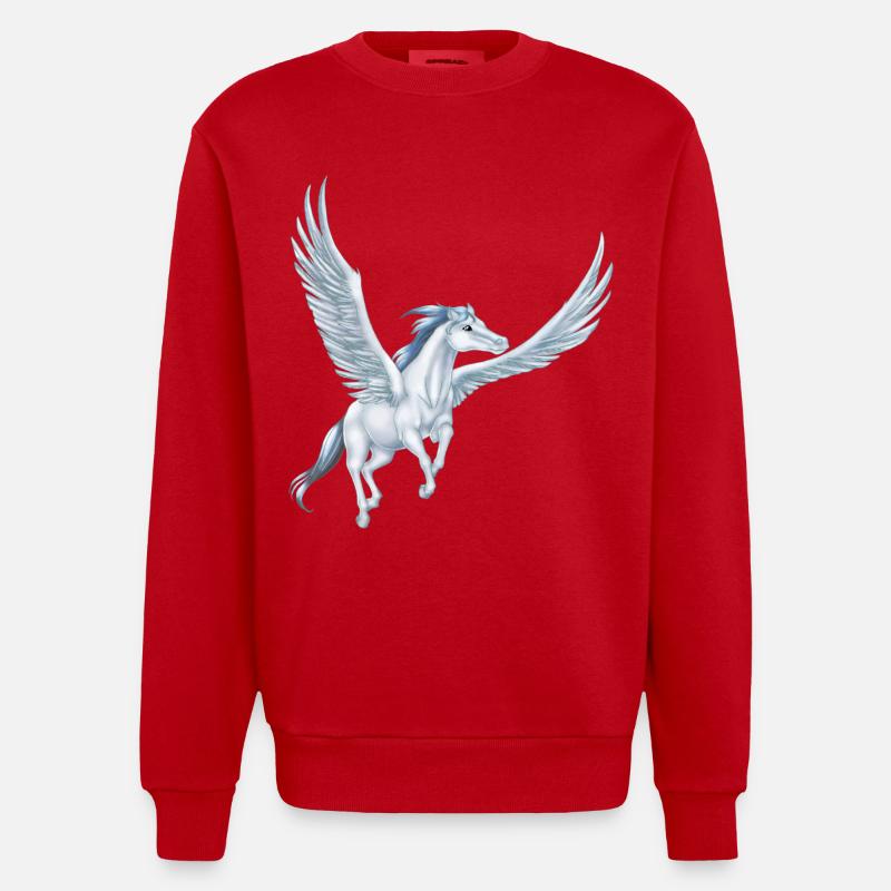 Pegasus 12 (Remake von 3) - Heavyweight Oversized Organic Crew Neck Made in EU - Rot
