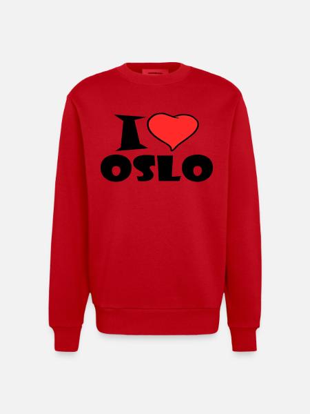 I Love Oslo - Heavyweight Oversized Organic Crew Neck Made in EU - red