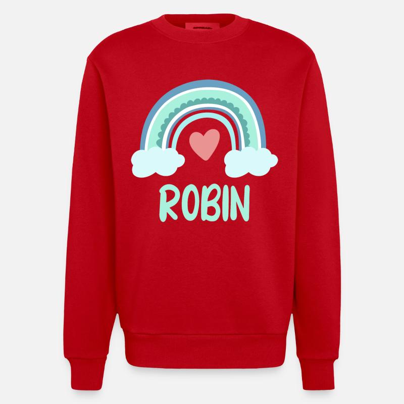Nom Robin Rainbow Baby - Sweat bio épais oversize fabriqué en UE - rouge