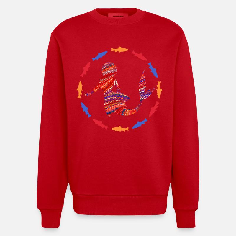 Mermaid E 110A - Heavyweight Oversized Organic Crew Neck Made in EU - red