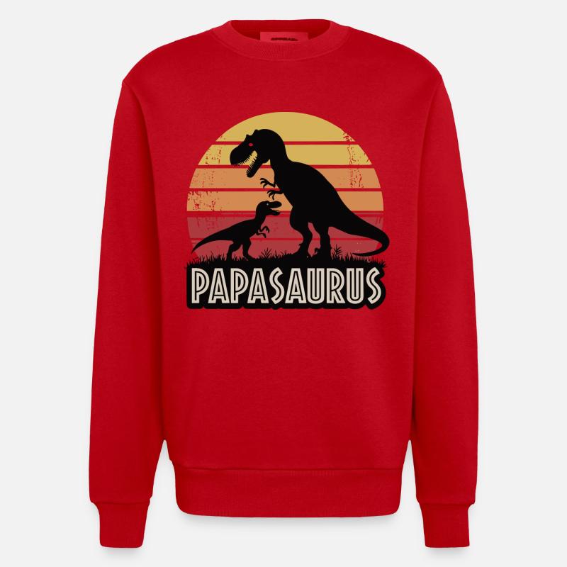 Papasaurus - Heavyweight Oversized Organic Crew Neck Made in EU - Rot