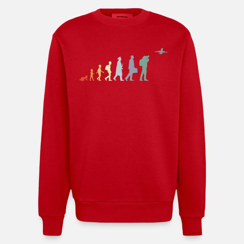 Airplane Observer Evolution - Heavyweight Oversized Organic Crew Neck Made in EU - red