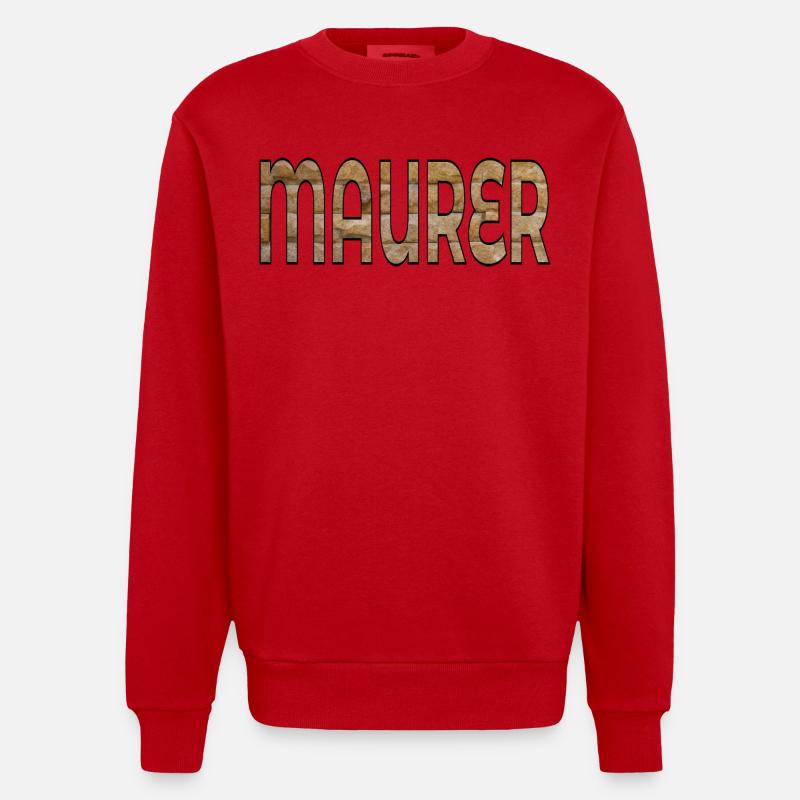 BRICKLAYER BUILDING BRICKS - Heavyweight Oversized Organic Crew Neck Made in EU - red