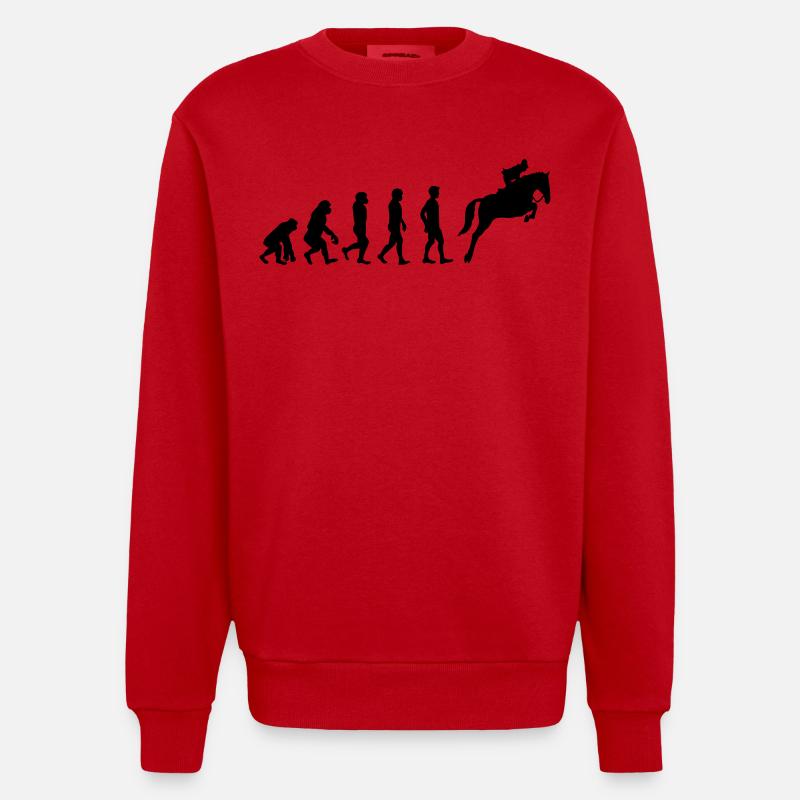 Évolution du cheval - Sweat bio épais oversize fabriqué en UE - rouge