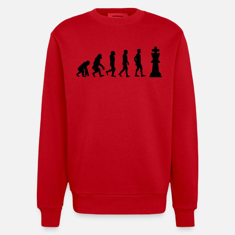Evolution du jeu d’échecs - Sweat bio épais oversize fabriqué en UE - rouge