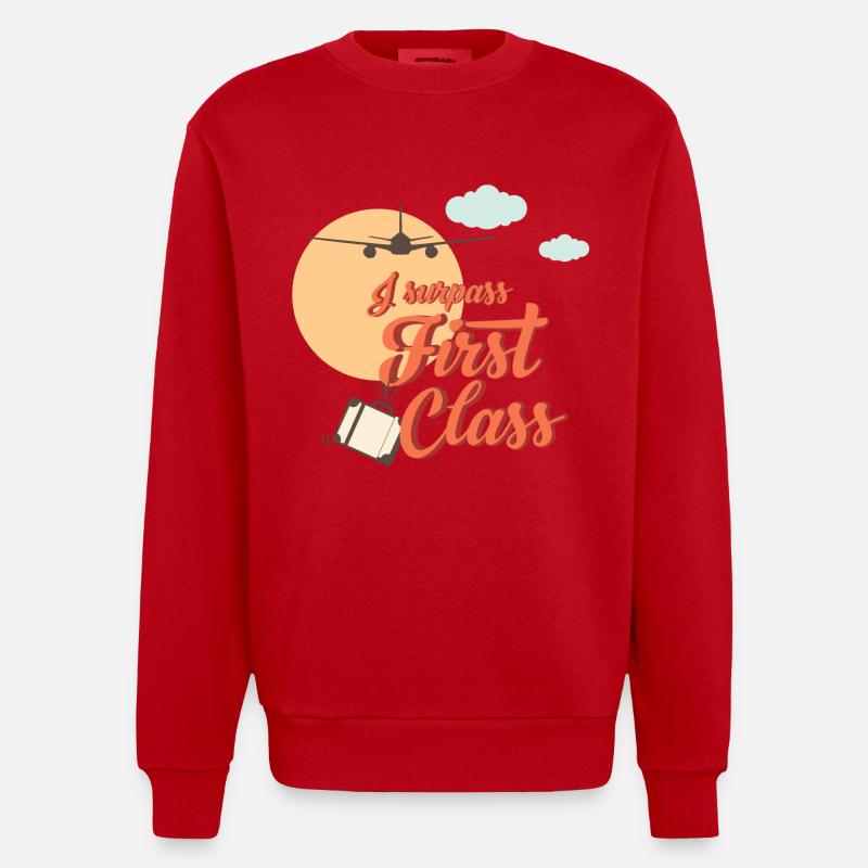 Je surpasse First Class - Sweat bio épais oversize fabriqué en UE - rouge