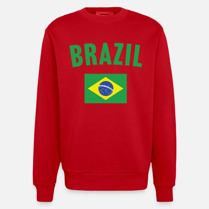 Drapeau du Brésil - Sweat bio épais oversize fabriqué en UE - rouge