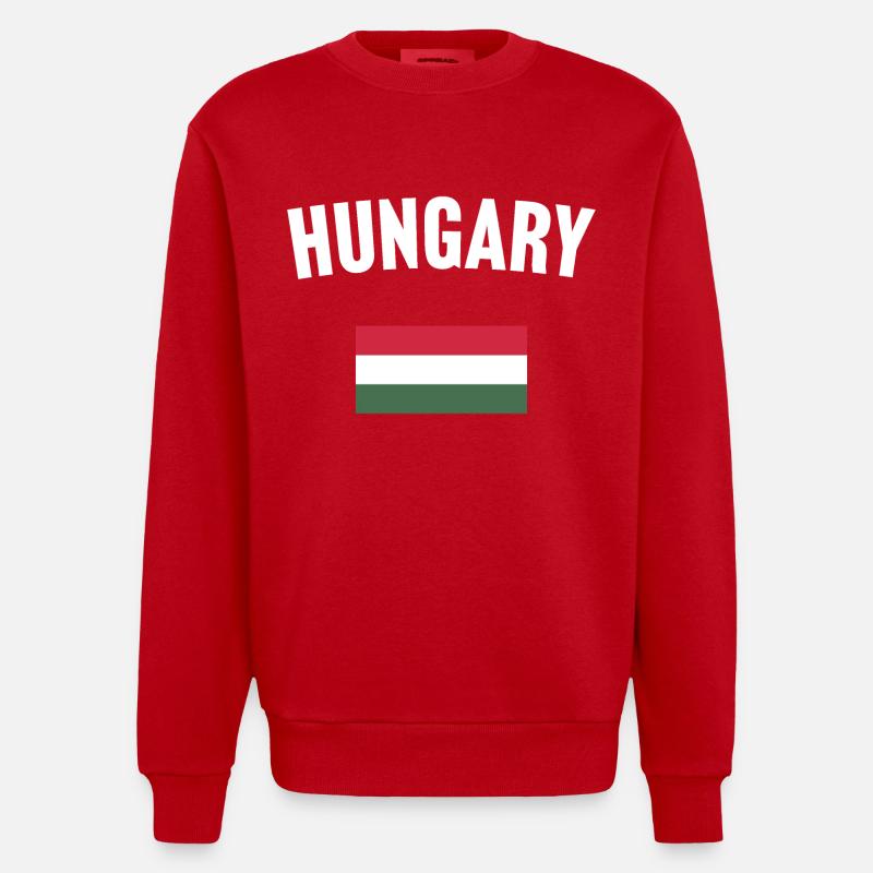 Drapeau de la Hongrie - Sweat bio épais oversize fabriqué en UE - rouge