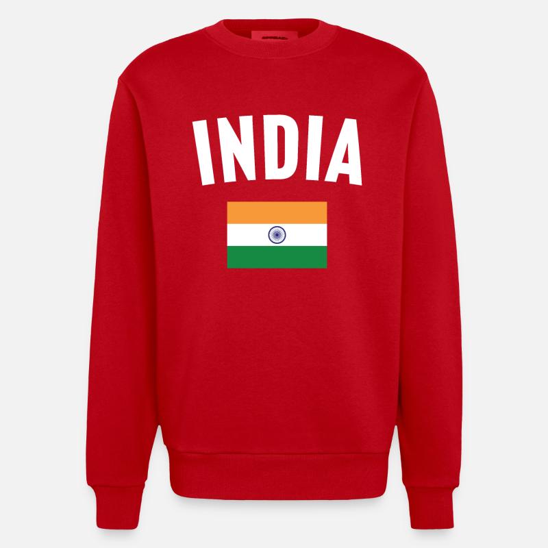 Drapeau de l’Inde - Sweat bio épais oversize fabriqué en UE - rouge