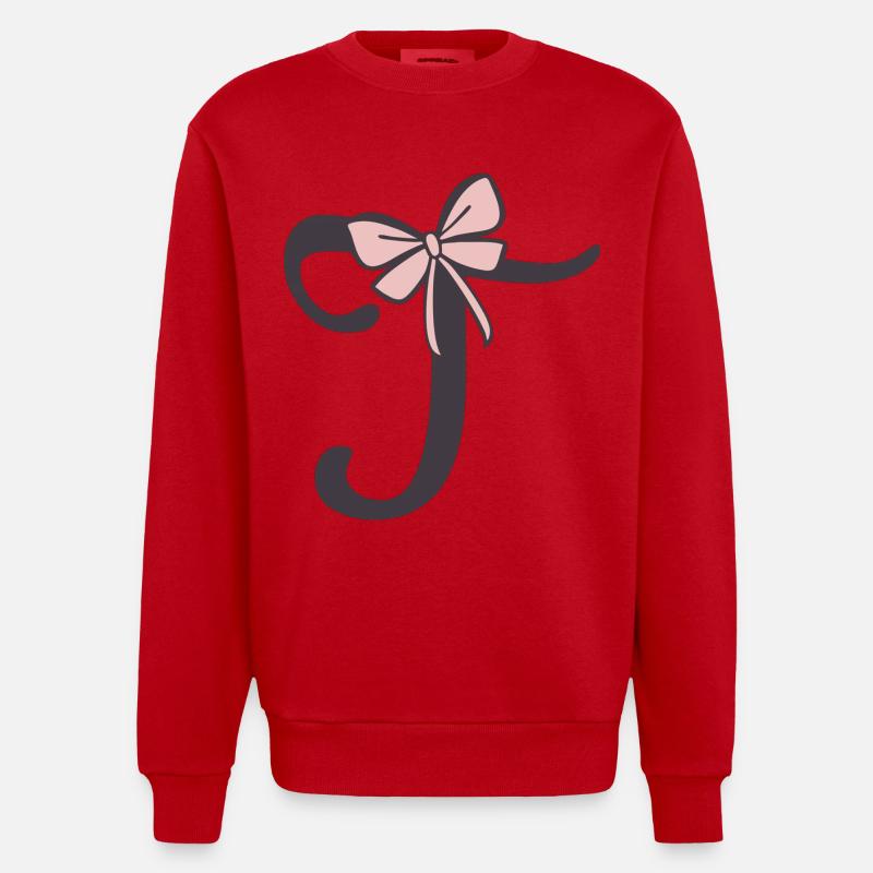 Ruban Lettre T Initiale - Sweat bio épais oversize fabriqué en UE - rouge