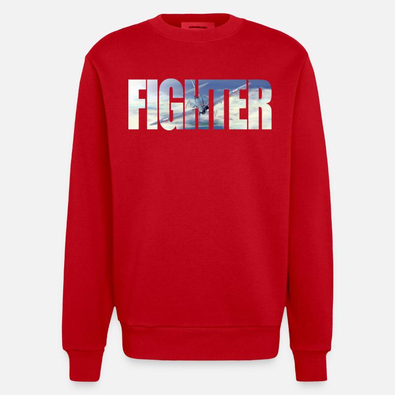 Fighter Spitfire - Heavyweight Oversized Organic Crew Neck Made in EU - red