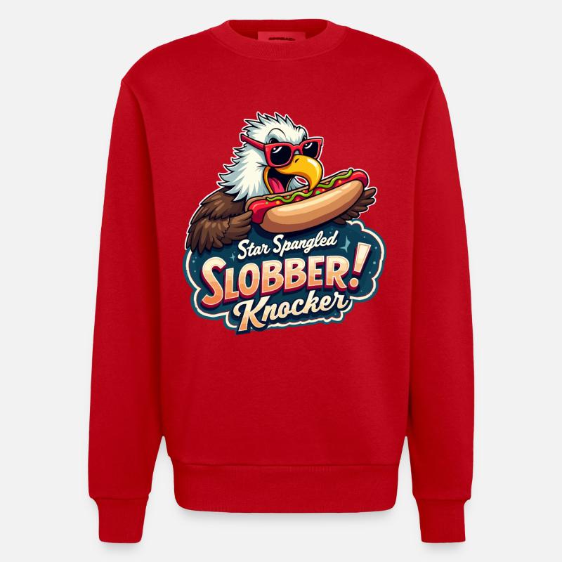Star Spangled Slobber Knocker - Heavyweight Oversized Organic Crew Neck Made in EU - red