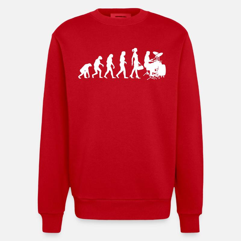 Evolution Schlagzeugerin Percussion Drummer Lady - Heavyweight Oversized Organic Crew Neck Made in EU - Rot