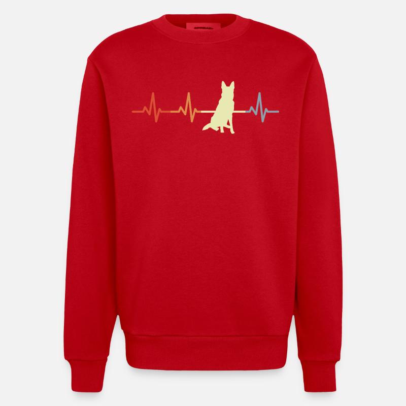 Deutscher Schäferhund Herzschlag - Heavyweight Oversized Organic Crew Neck Made in EU - Rot