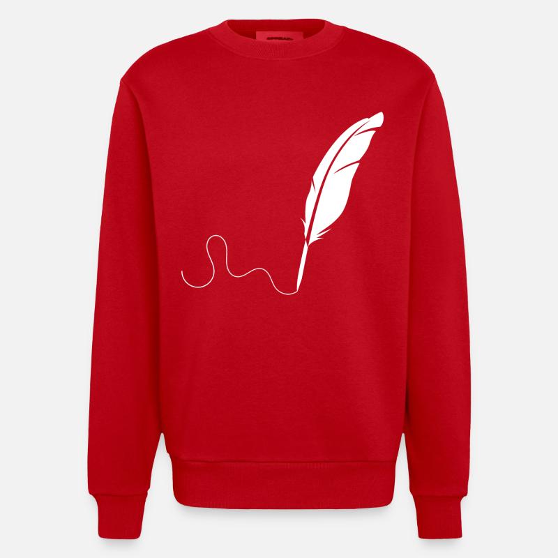 Plume blanche - Sweat bio épais oversize fabriqué en UE - rouge