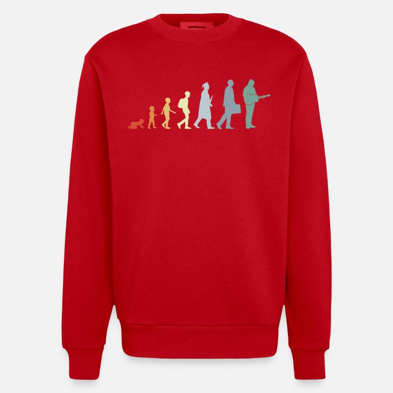 Gitarrist Evolution - Heavyweight Oversized Organic Crew Neck Made in EU - Rot