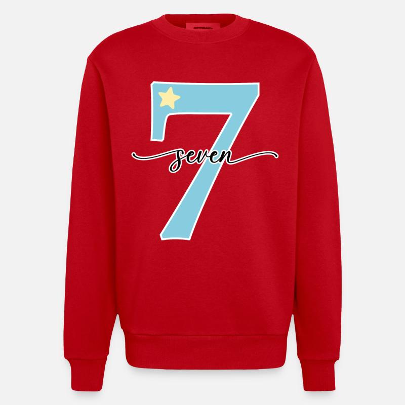 7e anniversaire, sept ans - Sweat bio épais oversize fabriqué en UE - rouge
