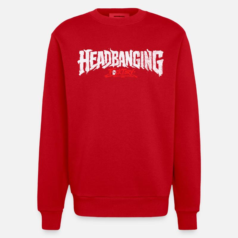 Logo de headbanging blanc - Sweat bio épais oversize fabriqué en UE - rouge