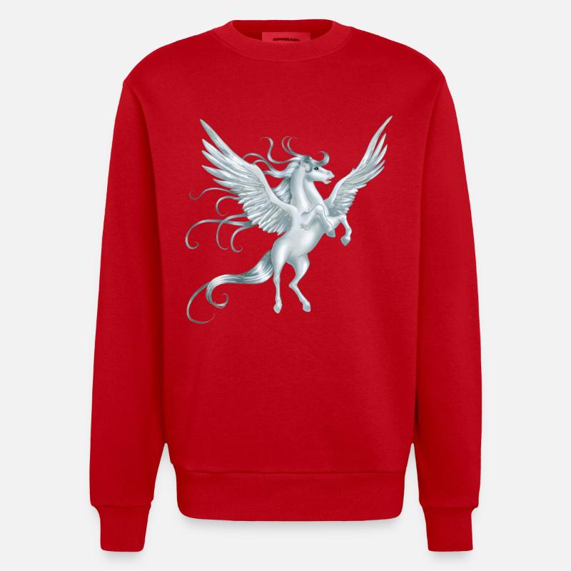 Pegasus aux ailes déployées - Sweat bio épais oversize fabriqué en UE - rouge