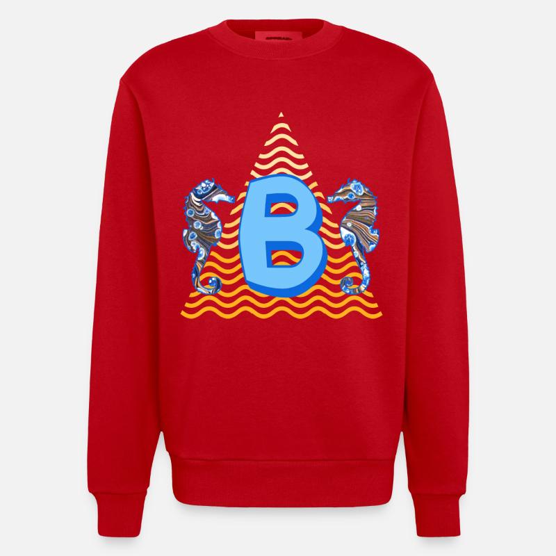 seepferdchen e 262 b - Heavyweight Oversized Organic Crew Neck Made in EU - Rot
